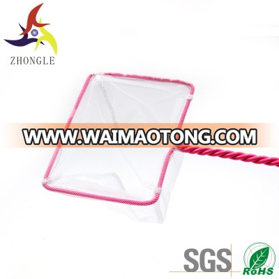 Pink three lines square folding fishing landing net for fish tank